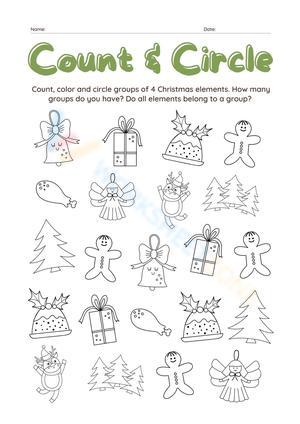 Count &amp; Circle Christmas Worksheet 