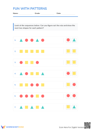 Printable Shape Patterns Worksheet | Grade 1 Math
