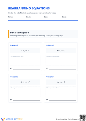 Rearranging Equations Worksheet | Essential Algebra Practice