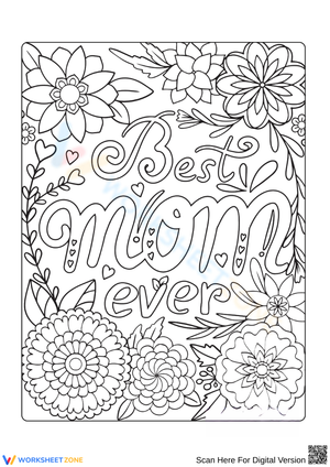 Best Mom Ever Floral Coloring Page