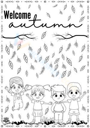Black and white simple autumn colouring page