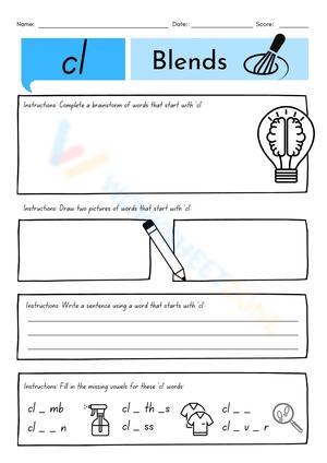 Word blends: cl Worksheet