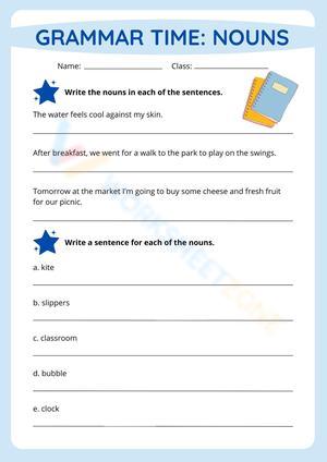 Printable Nouns Worksheet | Grade 2 English Grammar