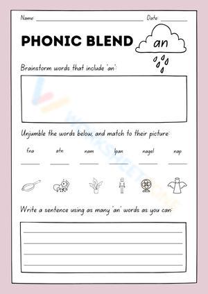 Grade 1 Phonics 'an' Blend — Printable No-Prep Worksheet