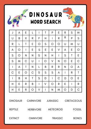 Dinosaur Word Search | Grade 3 Printable Worksheet