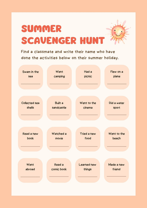 Back to School Scavenger Hunt Game