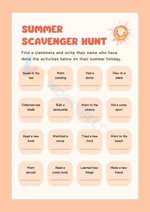 Back to School Scavenger Hunt Game