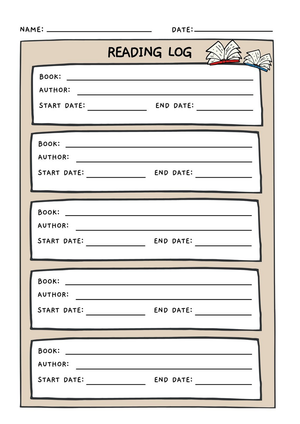 Reading Log Educational Worksheet