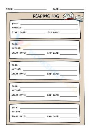 Reading Log Educational Worksheet