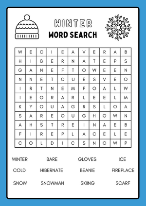 Winter Word Search Printable | Grade 2 ELA