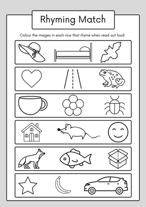 Printable Rhyming Worksheet | Grade K ELA