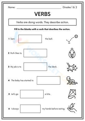 Verbs Worksheet Grades 1-2