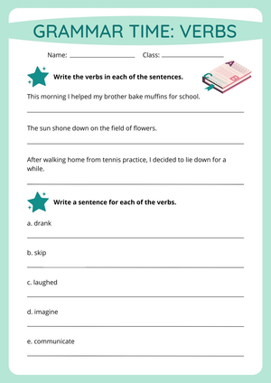 Identifying Verbs Worksheet | Grade 3 Essential Grammar