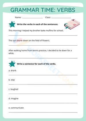 Identifying Verbs Worksheet | Grade 3 Essential Grammar