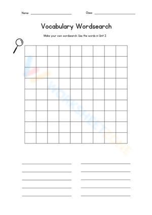 Print-friendly Vocabulary Wordsearch