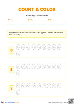 Easter Egg Counting Worksheet | Printable Grade K Math