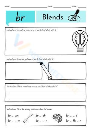 Grade 1 br Blends — Printable No-Prep Worksheet