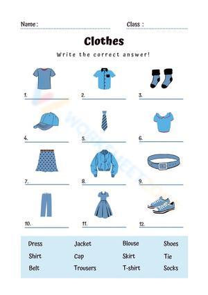 Blue  Illustrative Clothes Worksheet