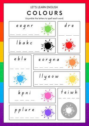 Grade 1 Spelling Colors — Printable No-Prep Worksheet