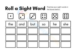 Roll a Sight Word Worksheet | Printable Grade K ELA