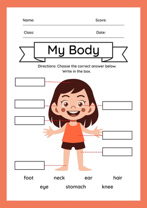 Body Parts Worksheet | Kindergarten Science Printable