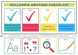 Visual scheduling Writing Checklist