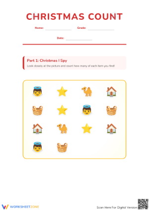 Christmas Count Worksheet | Printable Grade K Math