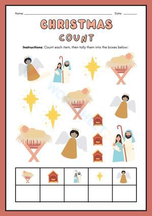 Jesus birth Christmas Count Worksheet