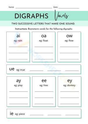 Digraphs Worksheet