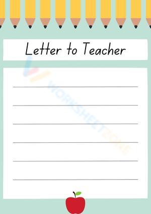 Letter to New School Teacher Worksheet