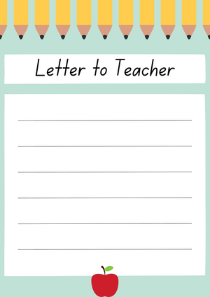 Letter to Teacher Worksheet | Grade 2 Printable