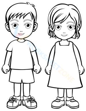 Boy and Girl Friends Coloring Page for Kids