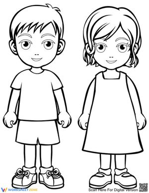 Boy and Girl Friends Coloring Page for Kids