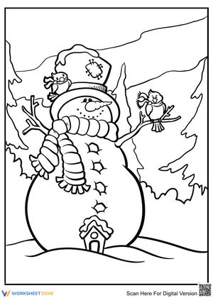 Snowman and birds