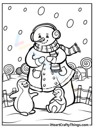 Snowman and penguins