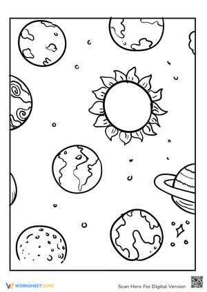 Solar System Coloring Page for Kids