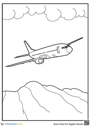 Airplane in the Sky Coloring Page