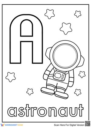 A is for Astronaut Coloring Page