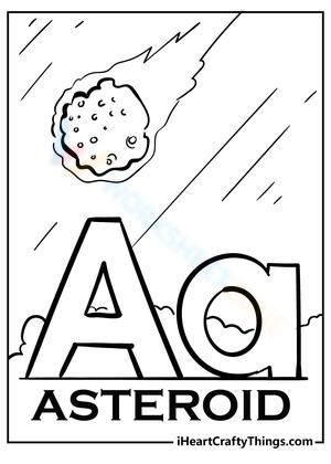 A is for Asteroid Coloring Page