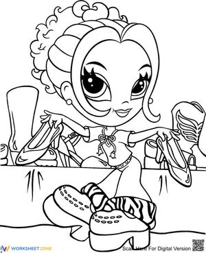Fashionista Lisa Frank Printable Coloring Worksheet