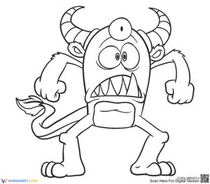 Angry Monster Coloring Page for Kids

