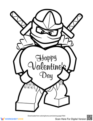Ninjago Valentine's Day Coloring | Printable K-5 Worksheet