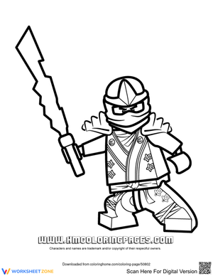 Ninjago Zane Coloring Page — Printable Grade K Worksheet