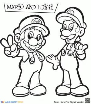 Mario and Luigi Coloring Page for Kids