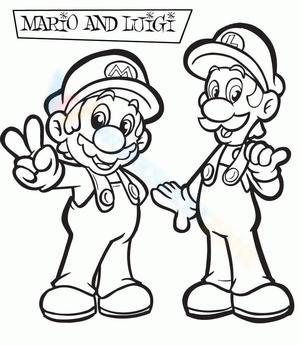 Mario and Luigi Coloring Page for Kids