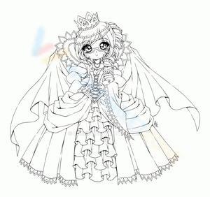 Anime Princess in Royal Gown Coloring Page