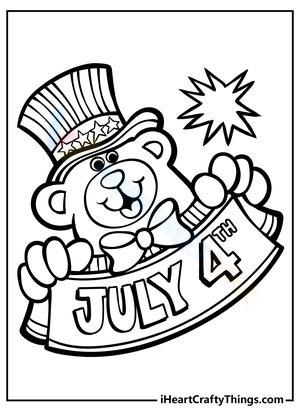4th of July Coloring Page | Patriotic Bear