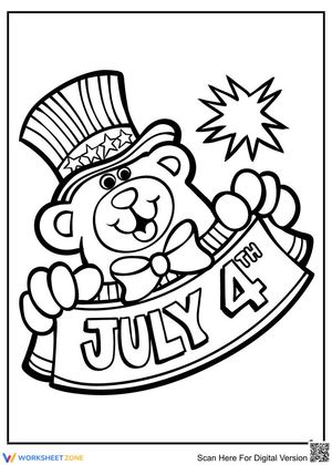 4th of July Coloring Page | Patriotic Bear