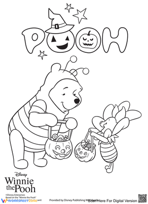 Printable Winnie the Pooh Halloween Coloring Page