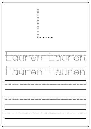 Printable Lauren Name Tracing Worksheet for Kindergarten